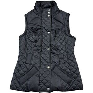 Guess Puffer Vest Women's Small Black Quilted Full Zip Lightweight‎